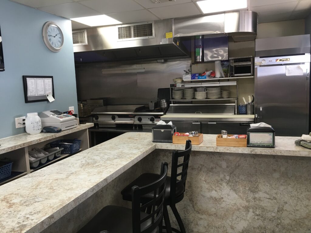 The kitchen area