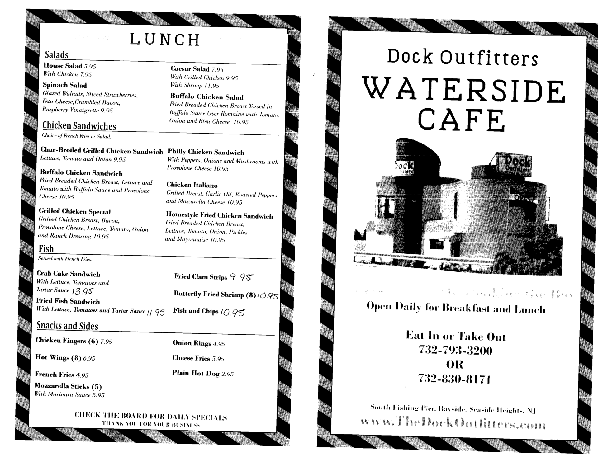 The Waterside Café menu