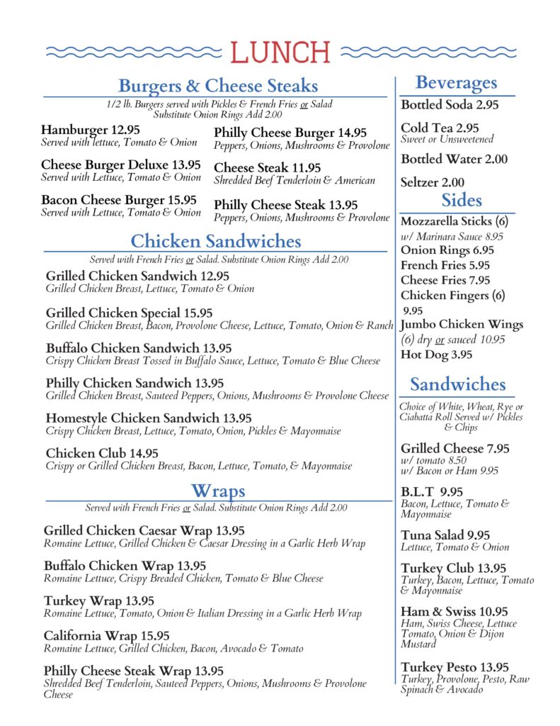 Menu featuring burgers, chicken sandwiches, and wraps with prices and add-ons.